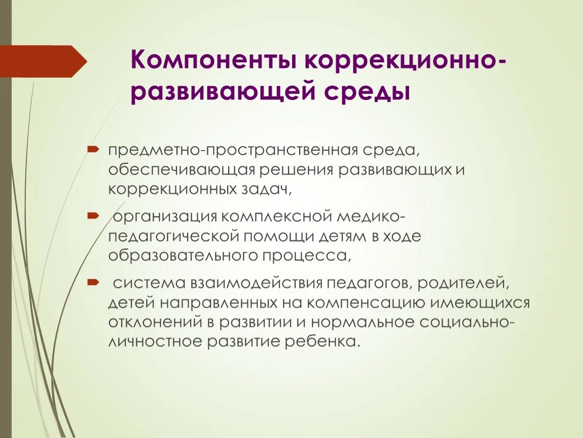 Определение коррекционно развивающей среды. Определение коррекционно развивающей среды