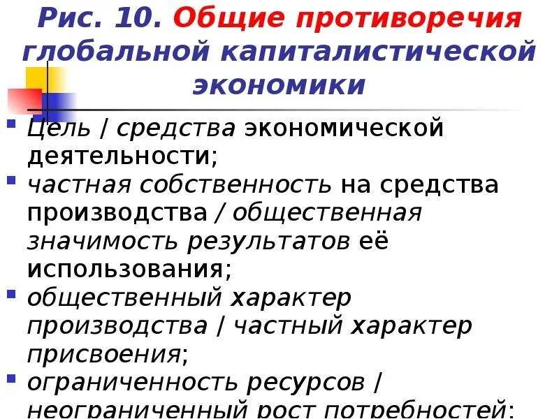 Общественный характер производства. Противоречия глобальной экономики. Общественный характер производства и частный характер присвоения. Общие противоречия.