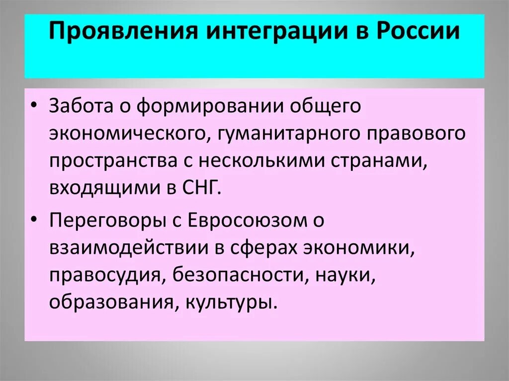 Россия в интеграционных процессах. Особенность интеграции в России. Участия РФ В интеграционных Мировых процессах.. Проявление интеграции. Интеграция в экономике примеры