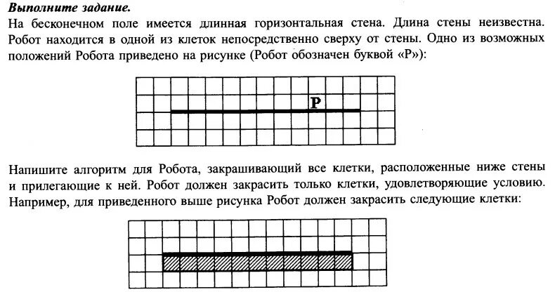 Задачи на клетчатом поле. На бесконечном поле имеется стена. На бесконечном клетчатом поле имеется горизонтальная стена. Выполните задание на бесконечном поле. Бесконечное клетчатое поле.