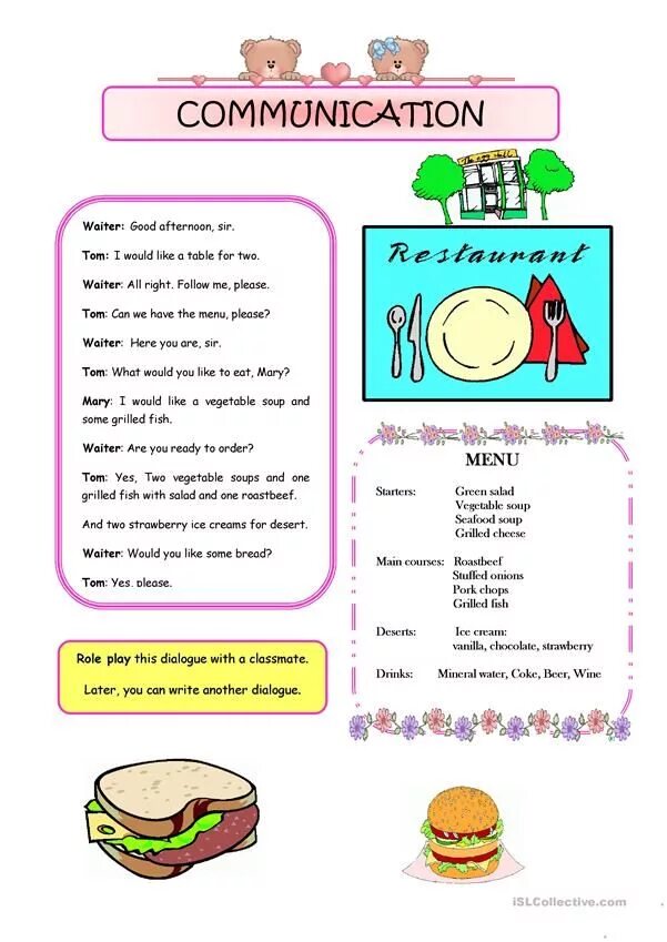 At the Restaurant for Kids. At the Restaurant задания. Ресторан Worksheet. Английский Vocabulary Restaurant. Dialogue vocabulary