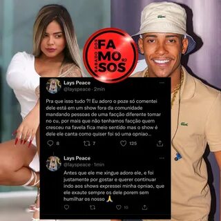 INSTA:@BABADODOSFAMOSOSRJ's tweet - "Eita após a Lays Peace fazer uma critica so