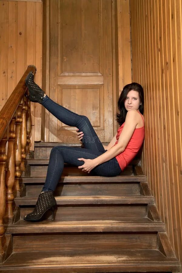 Woman on stairs stock photo. Image of beauty, stairs - 31875068