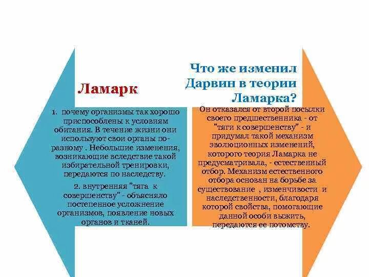 Теория Дарвина и Ламарка. Сравнение теорий эволюции. Эволюционные взгляды Ламарка и Дарвина в сравнении. Различия теории Дарвина и Ламарка.