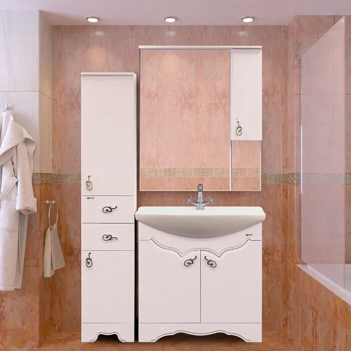 Гарнитур в ванную. Шкаф-пенал misty неаполь 35 l. мисти сантехника. мисти мебель для ванной. гарнитуры для ванной комнаты.