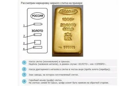 Масса 1 слитка золота