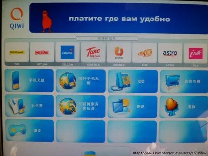 Меню терминала