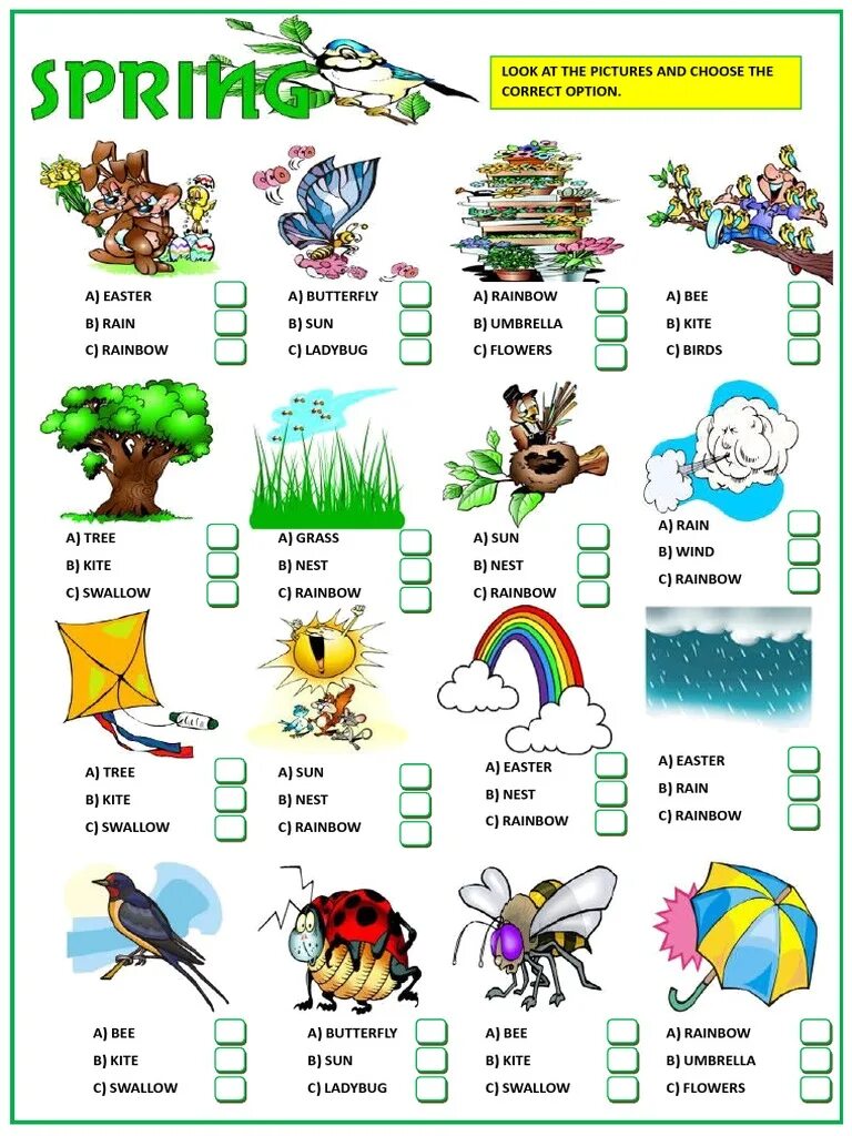 Spring Vocabulary for Kids. Spring Word list. Spring Vocabulary for Kids pdf. Spring activities Vocabulary. Spring match