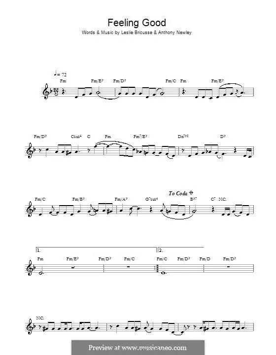 My feeling good. Feeling good Nina Simone Ноты. Muse feeling good Ноты. Feeling good Ноты для фортепиано. I feel good Ноты для саксофона Альт.