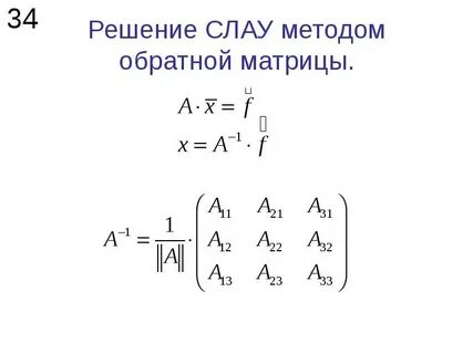 Решение обратной матрицы