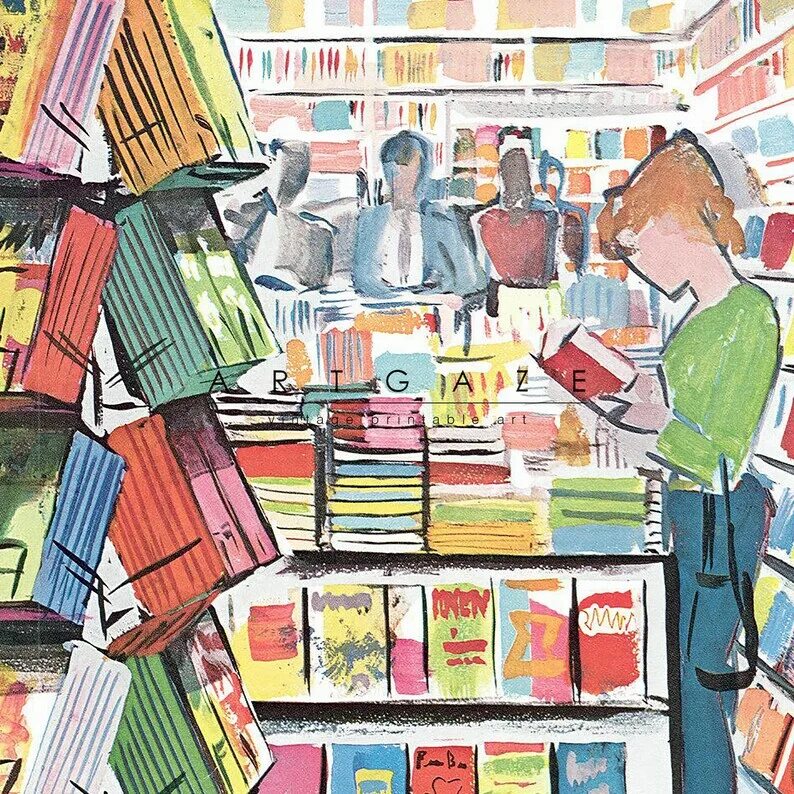Книжный магазин картины. Комната с книжными полками арт. Книжный магазин картины. Книжный магазин картины. Стеллажи для книг в библиотеку.