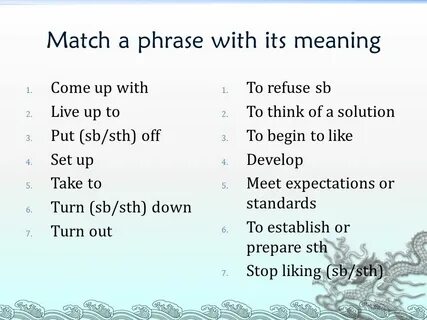 Match the verbs with the meanings