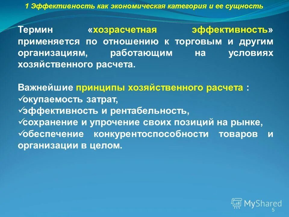 Эффективность торгового предприятия