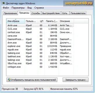 Команда вызова диспетчера задач
