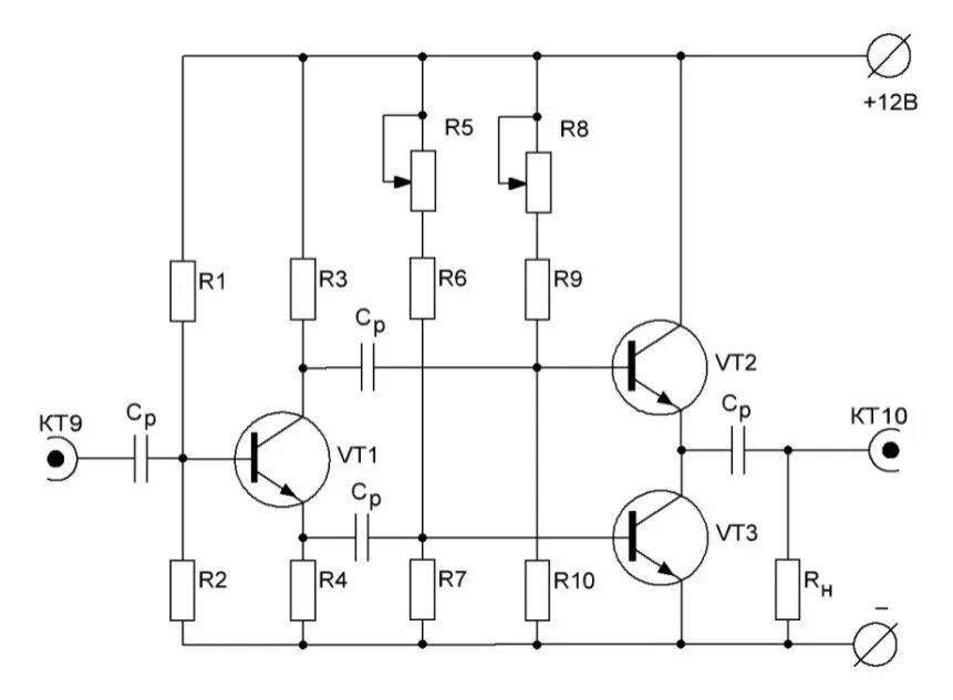 Транзисторные унч. Усилитель мощности на транзисторах кт805. Схема усилителя мощности на транзисторах кт805. Усилитель 5 ватт на транзисторах. Усилитель мощности на транзисторах кт912а.
