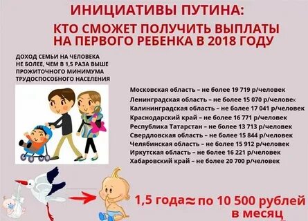 До каких лет платят путинские выплаты