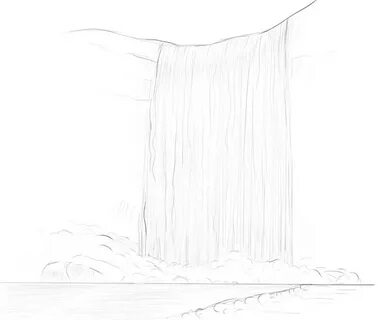 Как нарисовать водопад поэтапно
