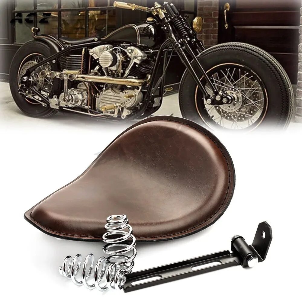 Коричневое сиденье для Sportster 883. Bobber Spring Seat. Сиденье для чоппера. Сиденье для боббера. Сиденье для мотоцикла купить