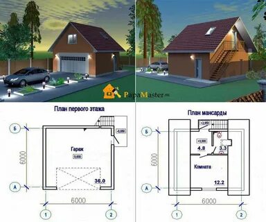 Планировки гаражей с мансардой