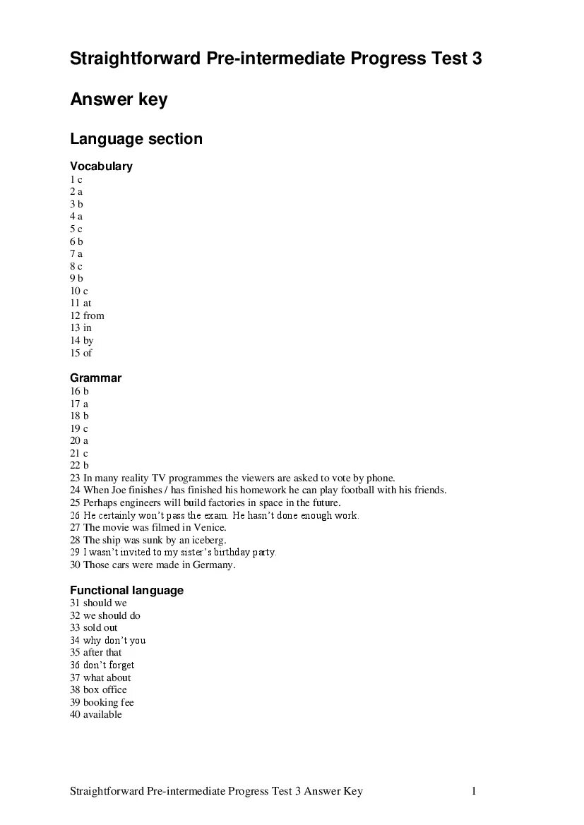 Pre intermediate unit 3. Pre-Intermediate Test 1 ответы. Straightforward pre-Intermediate progress Test 1 Keys. Intermediate Test Unit 1. Progress Test Upper Intermediate.