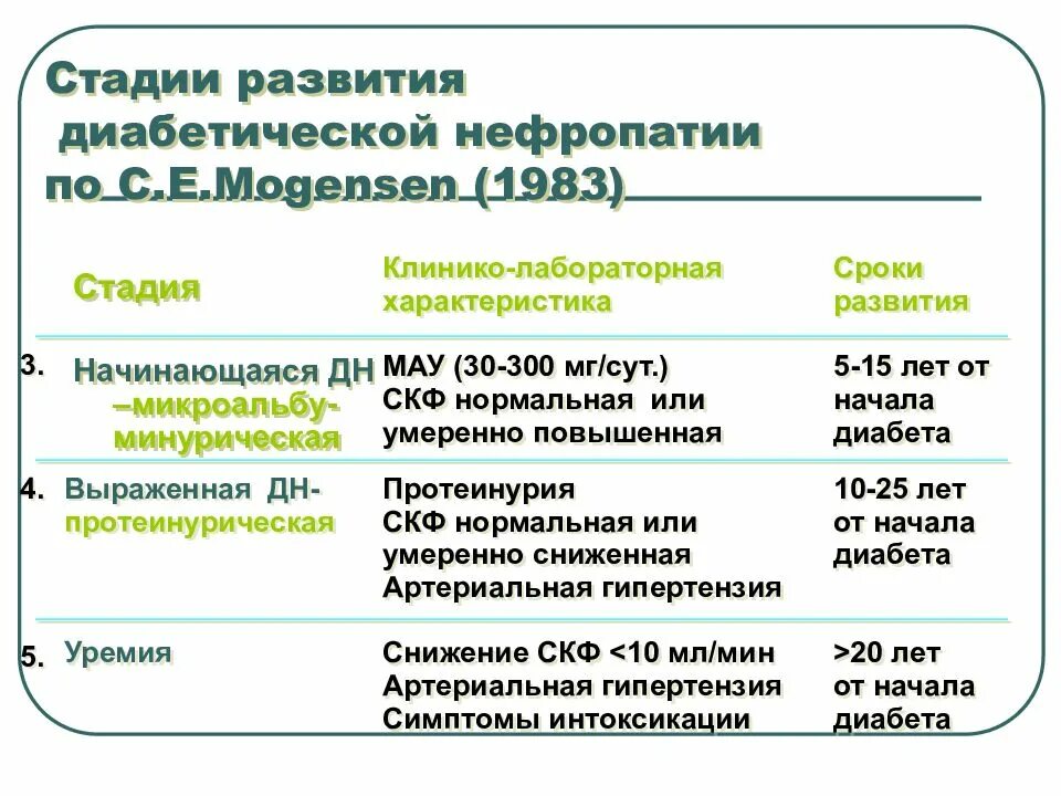 Диабетическая нефропатия классификация по скф. Классификация диабетической нефропатии по могенсену. Классификация этапов развития. Диабетическая нефропатия классификация. Диабетическая нефропатия 2 стадия.