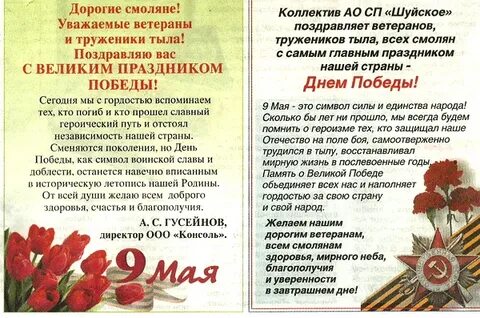 Поздравительная речь на день победы
