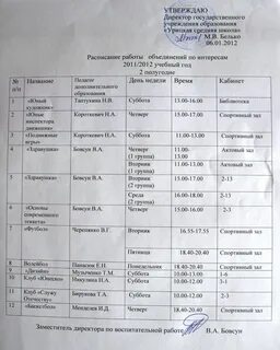 Расписание средняя школа 5