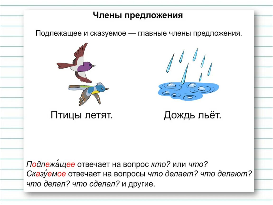 Найти подлежащее и сказуемое 2 класс. Русский язык 2 класс подлежащее и сказуемое задания. члены предложения 2 класс подлежащее сказуемое. предложения для 1 класса по русскому подлежащее и сказуемое. главные члены предложения 2 класс.