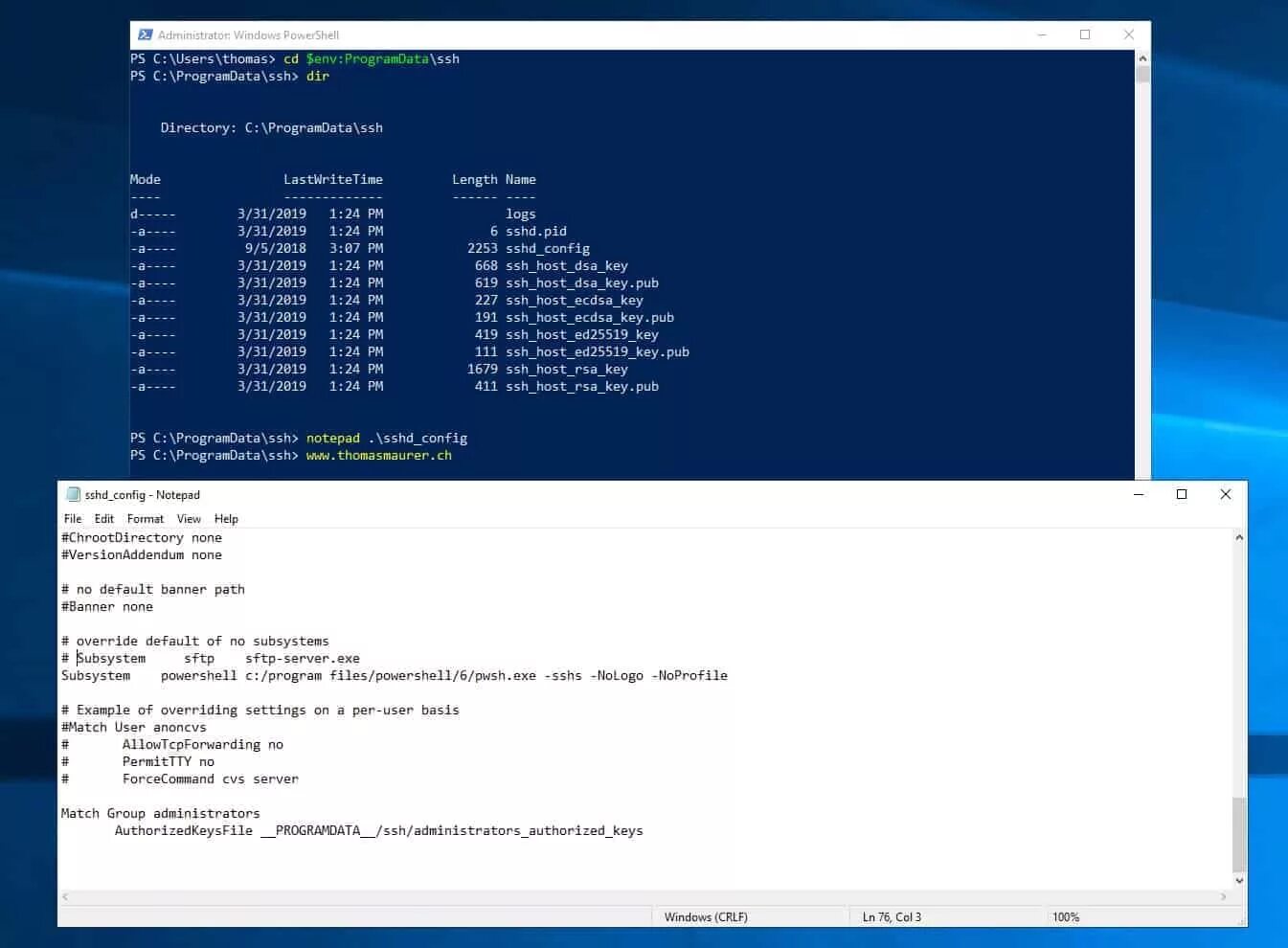 Как подключиться по ssh из windows. Sshd_config. примеры ssh в powershell. ssh config astra. подключение по ssh из powershell команда.
