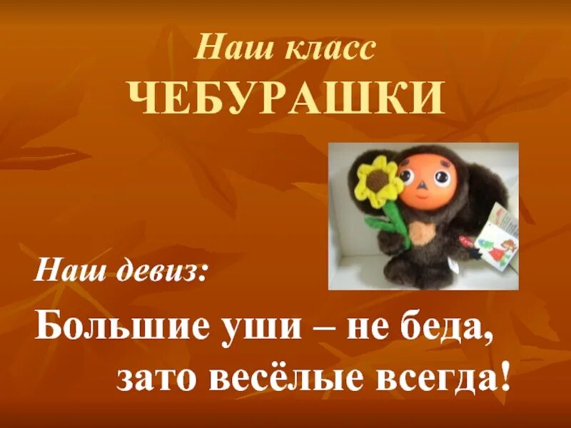Девиз чебурашки. Девиз чебурашки