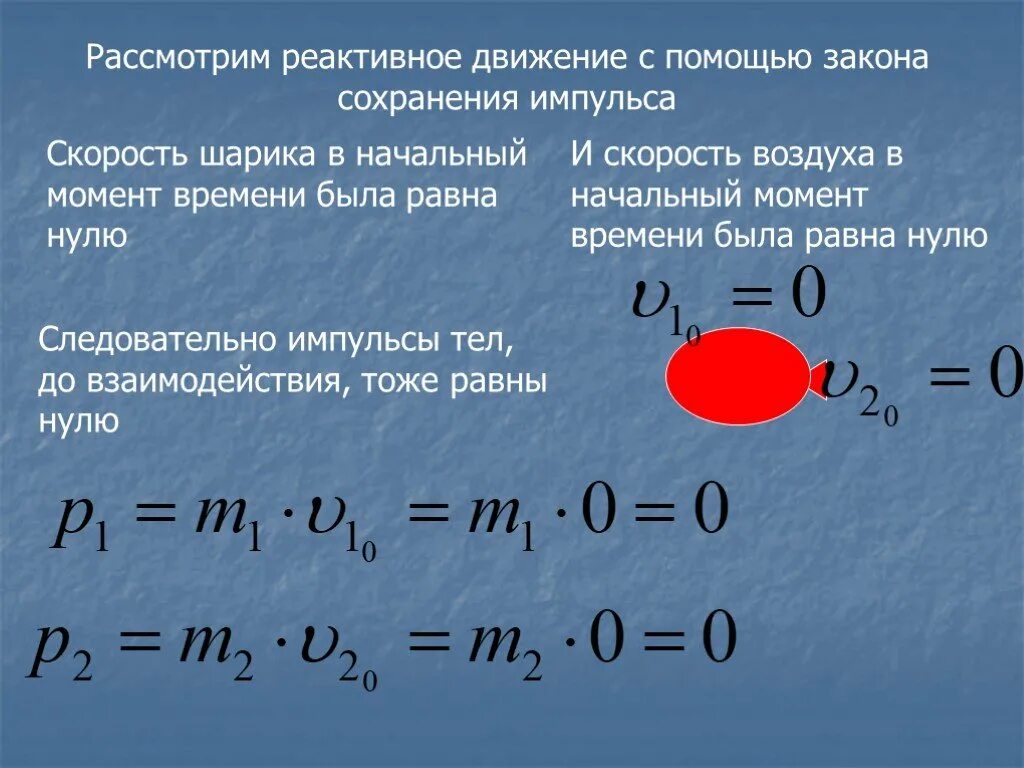 Определить изменение импульса шарика. Импульс шарика формула. закон сохранения импульса равен нулю формула. закон сохранения импульса для реактивного движения формула. формула реактивного движения шарика.