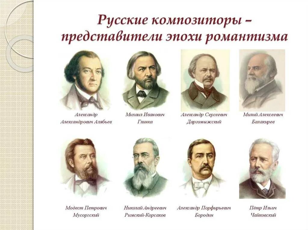 Произведения в которых есть композиторы. Композиторы 19 века в России имена и фамилии. Портреты русских композиторов 19 века. Портреты композиторов 19 века в России. Русские композиторы 19-20 века и их произведения.