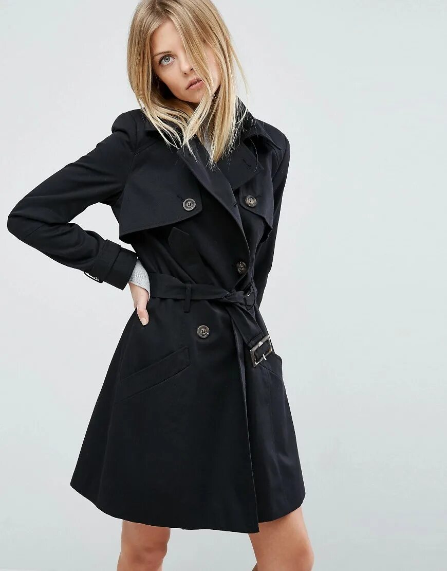 Trench coat черный плащ. Плащ женский черный короткий. Классический черный плащ женский. Тренч с капюшоном asos. Черный плащ женский.