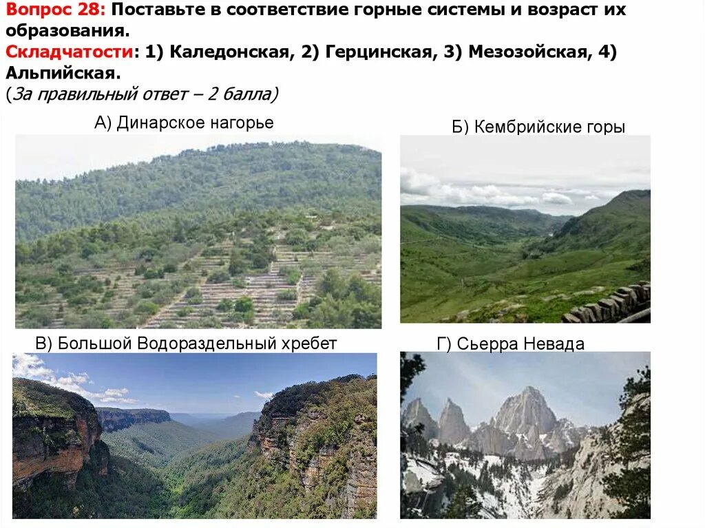 Определите горную систему