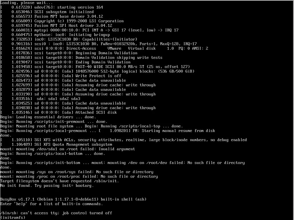 Debian ошибка при запуске. BUSYBOX - init. Mount failed. Устранение неполадок сети Debian. Client init