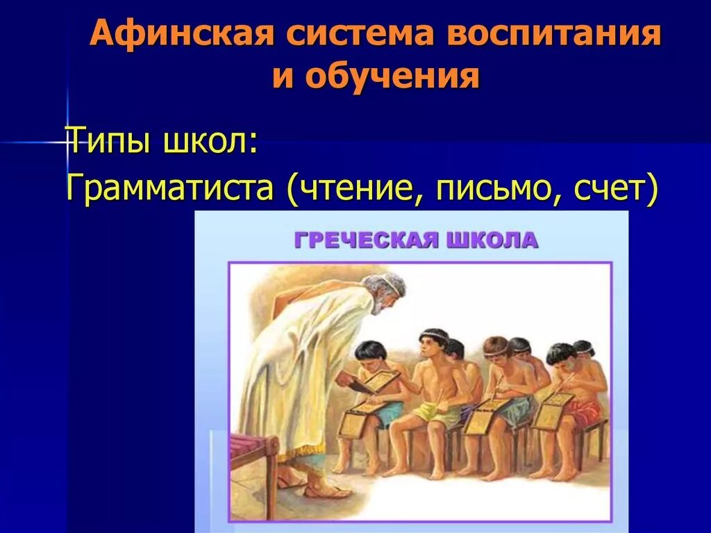 Чему учили в афинских школах 5. Афинская система воспитания. Афинская школа воспитания. Воспитание и обучение в Афинской школе. Афинская система воспитания и обучения.