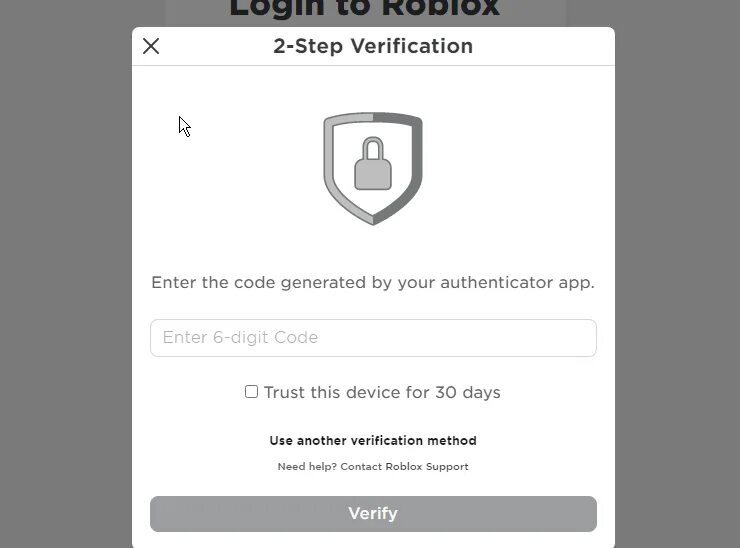 Двухшаговая проверка роблокс