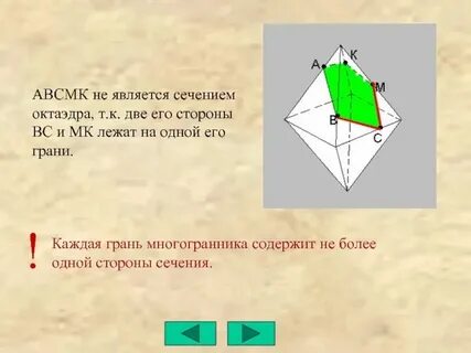 Правильное сечение параллелепипеда