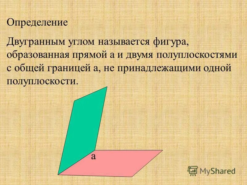 Какие фигуры называются прямые. Двугранный угол это фигура. Фигуро двугранным углом. Фигура образованная прямой и двумя полуплоскостями. Двугранным углом называется фигура образованная.