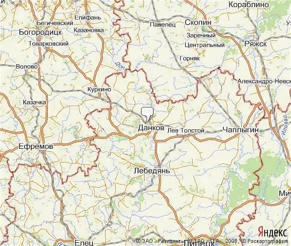 где находится город данков