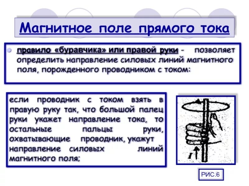 Тест магнитное поле тока правило буравчика