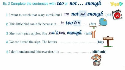 Fill in too or enough