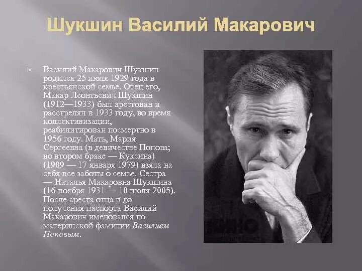 Шукшин тип героя. Шукшин тип героя
