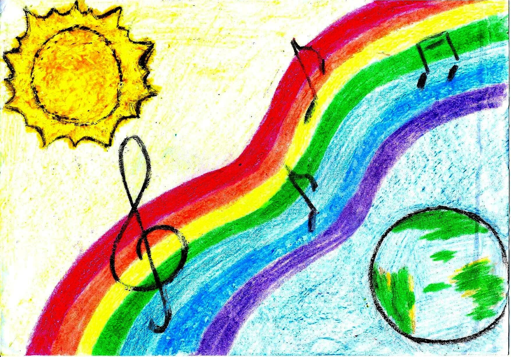 Красивые детские рисунки. Рисунок звучащая природа. Рисунок на тему разноцветный мир. Рисунок на тему Радуга.