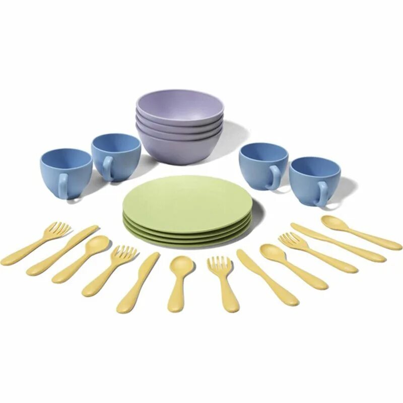 Посуда Green Toys. Набор посуды столовой. Игрушечная столовая посуда. Кухонная посуда для детского сада. Dishes посуда