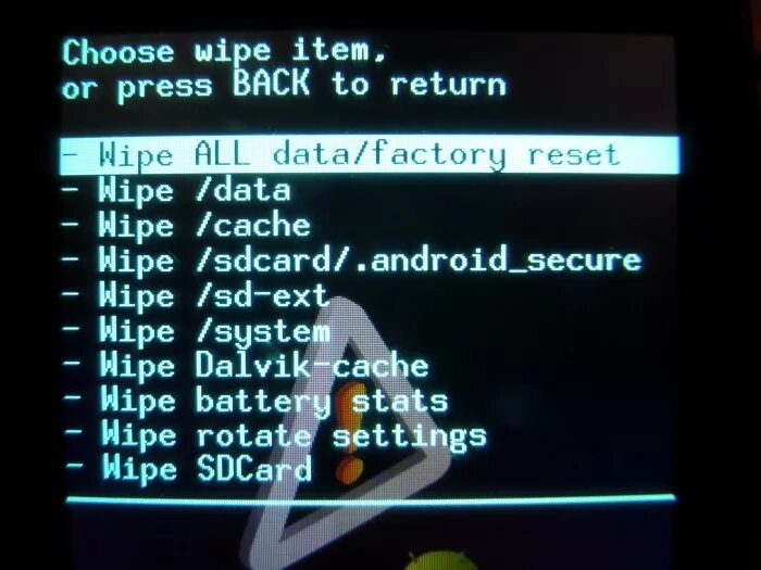 Wipe data Factory reset. Wipe Battery stats. Делаем wipe data