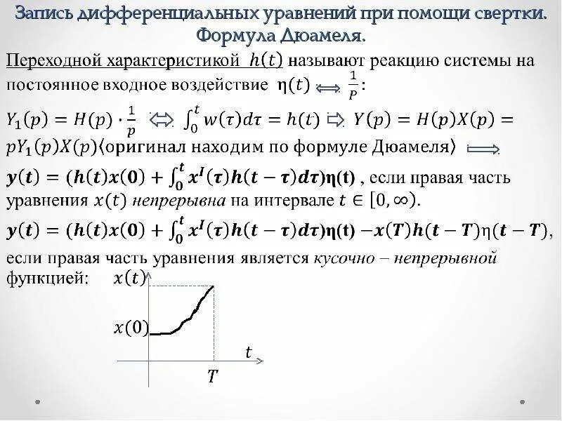 Решение дифференциальных уравнений с помощью. Метод дюамеля решения дифференциальных уравнений. операторная форма записи дифференциального уравнения. преобразование по лапласу системы дифференциальных уравнений.. формула дюамеля операционное исчисление.