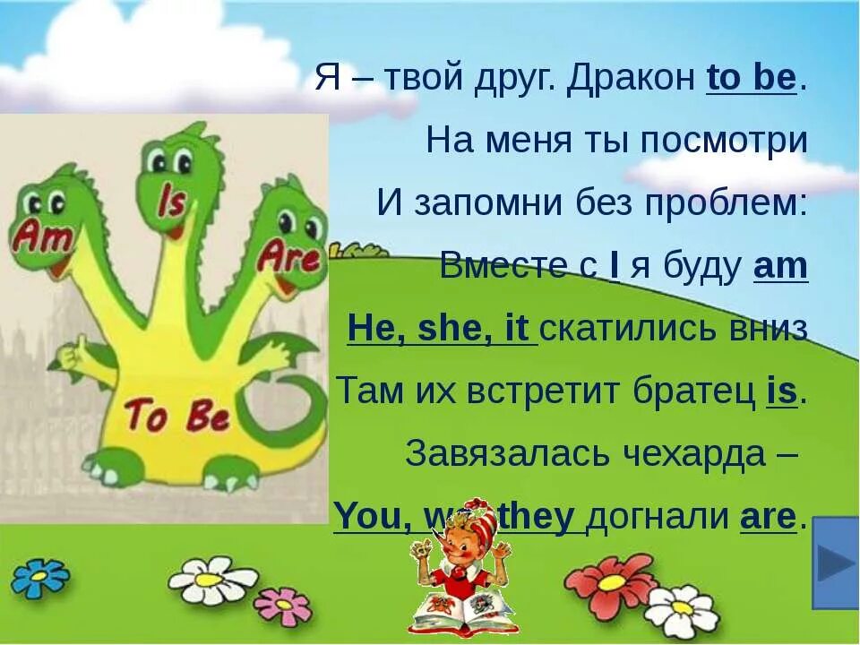 Children глагол to be. Дракон to be. Я твой друг дракон to be. Стих про дракона to be. Глагол to be в английском языке.