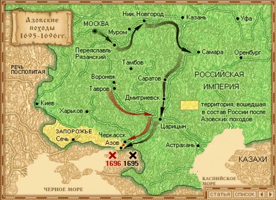Суть азовских походов петра 1. Азовские походы 1695 1696. азовские походы петра 1 карта. арта азовские походы петра 1. карта азовские походы петра 1 в 1695-1696.