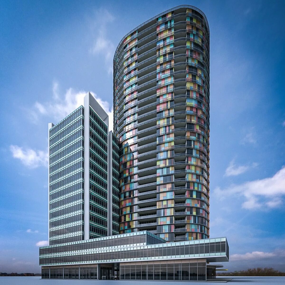 Building 1v1. High-Rise residential building. Residential Tower. O2 residential Tower JVC. Residential buildings 3d.